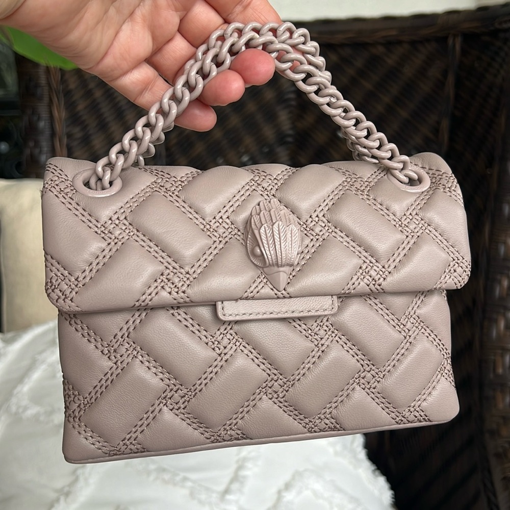 KURT GEIGER MINI Kensington Drench quilted leather crossbody blush taupe - Picture 5 of 17